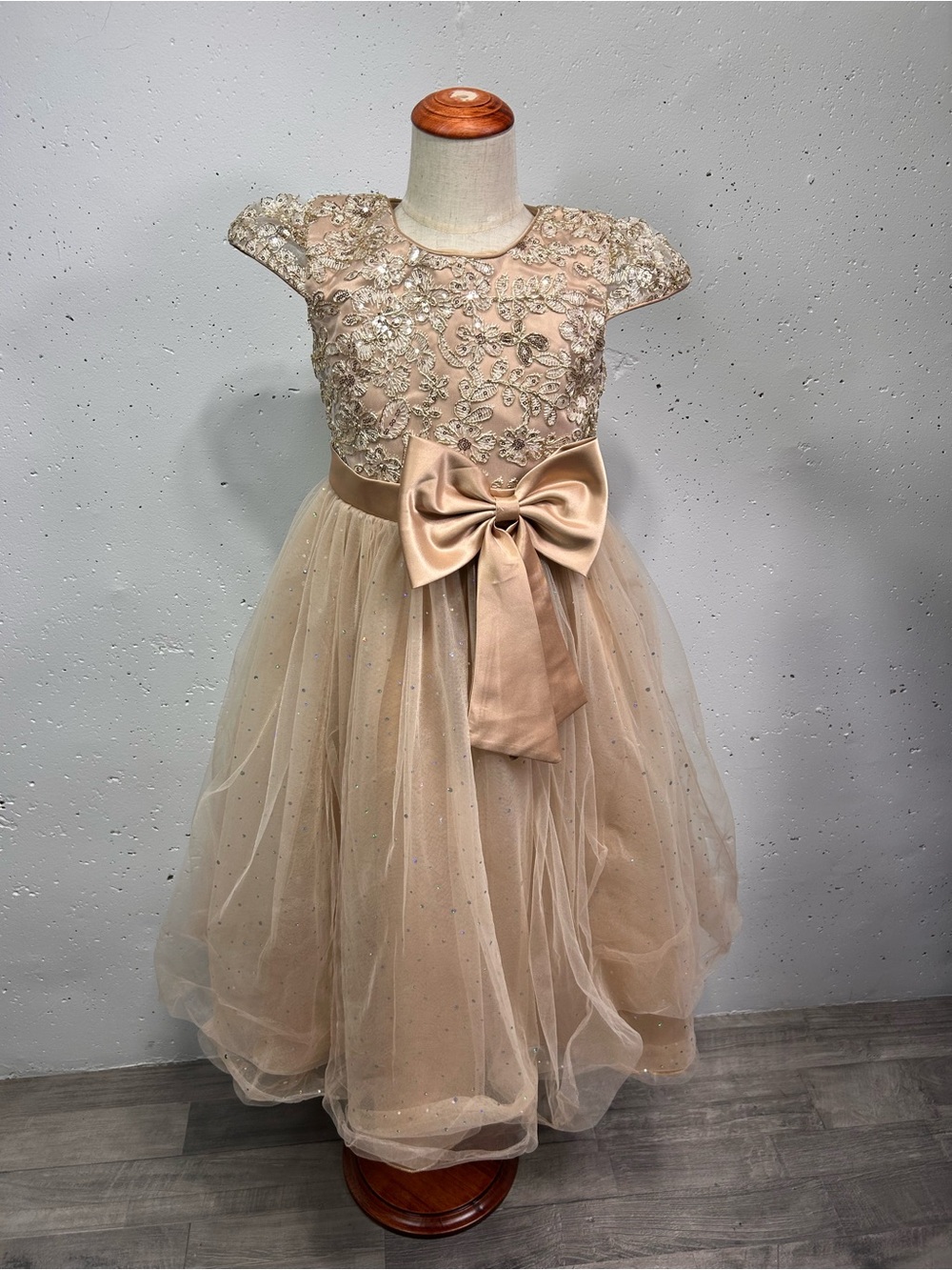 Girls Champagne Pageant Tulle Dress 7/8